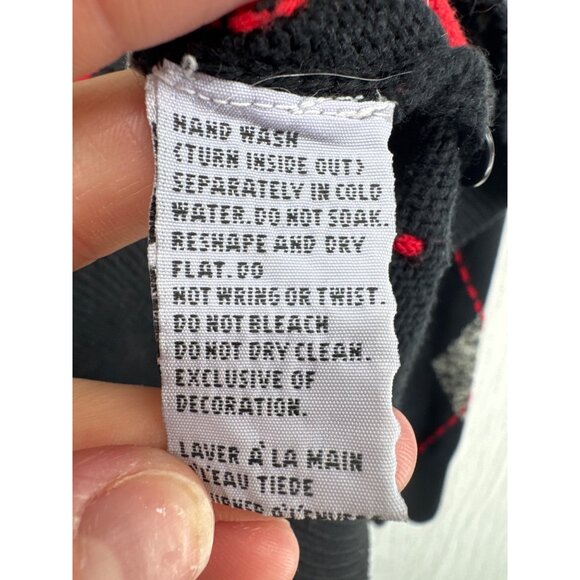 Vintage Marisa Christina Womens Cardigan Sz M Black/Red Argyle 90s Y2K Classic - Picture 4 of 9